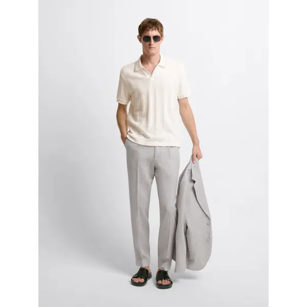 Pantalon de costume slim en coton lin