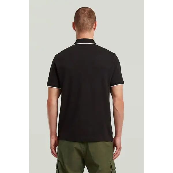 Polo chest logo striped noir