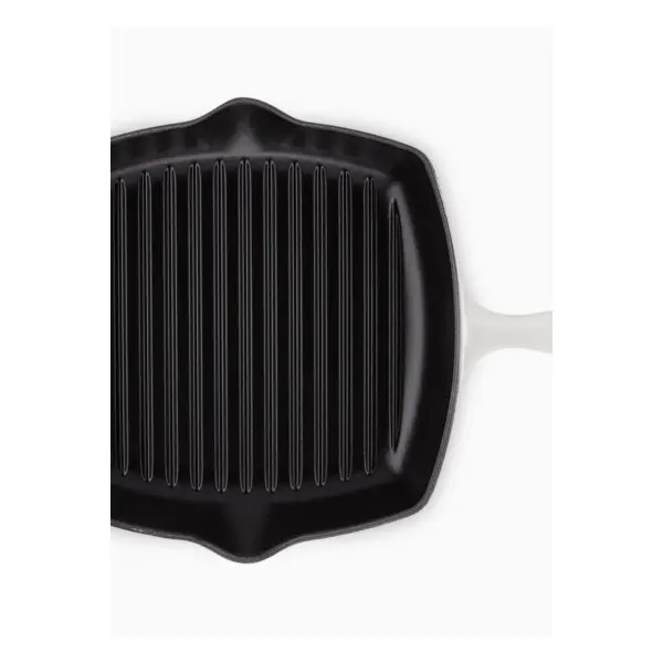 Skillet gril carré 26cm en fonte émaillée meringue - Le Creuset