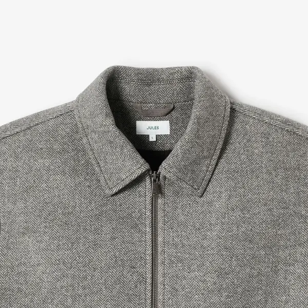 Blouson contenant de la laine col chemise zippé