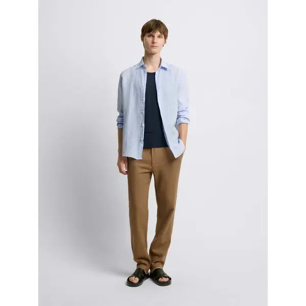 Chemise slim rayée en lin