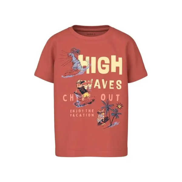 T-SHIRT ROUGE DINOSAURE GARCON 1-5 ANS NAME IT NMMHACH