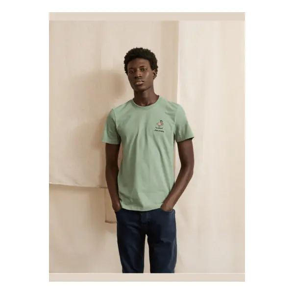 T-shirt vert clair broderie sans pression - Faguo Outlet