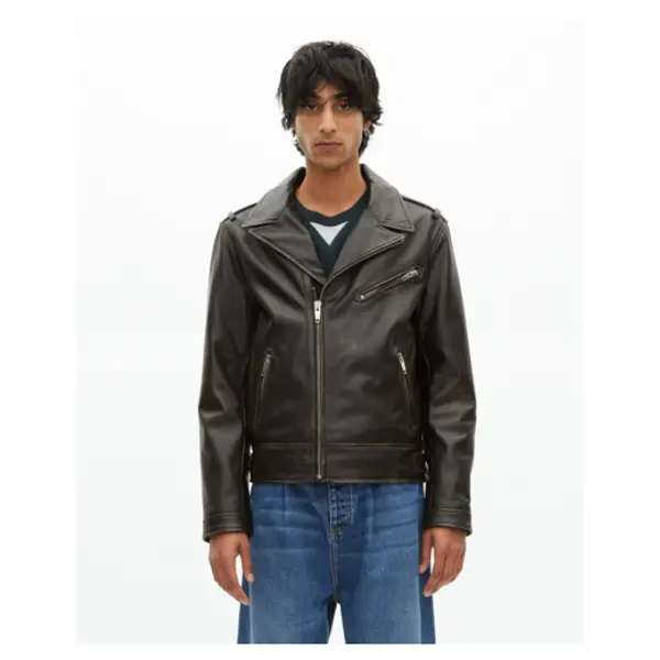 Blouson style biker en cuir noir black - The Kooples Talange