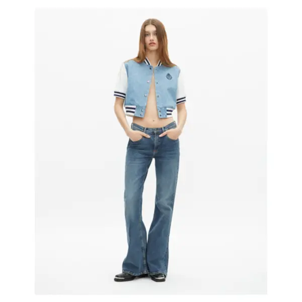 Blouson teddy manches courtes en denim bleu - The Kooples Talange