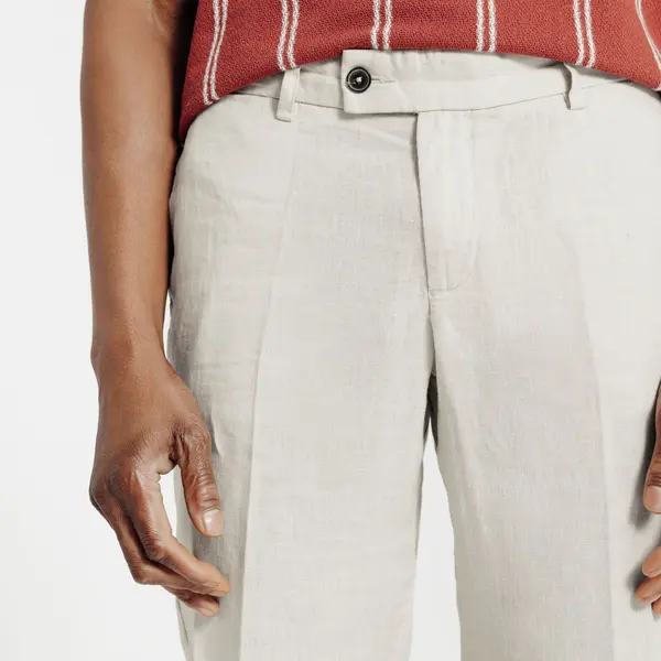 Pantalon chino straight 100% lin