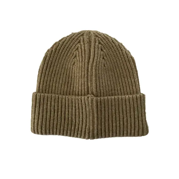 Bonnet beige marron bords retroussés