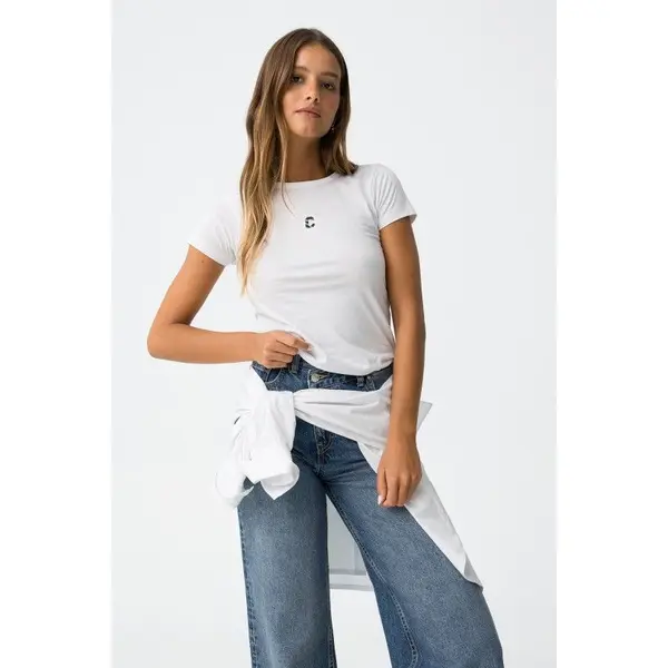 Tee-shirt blanc manches courtes logo Culture Tiffosi ado fille – Automne-Hiver 2025