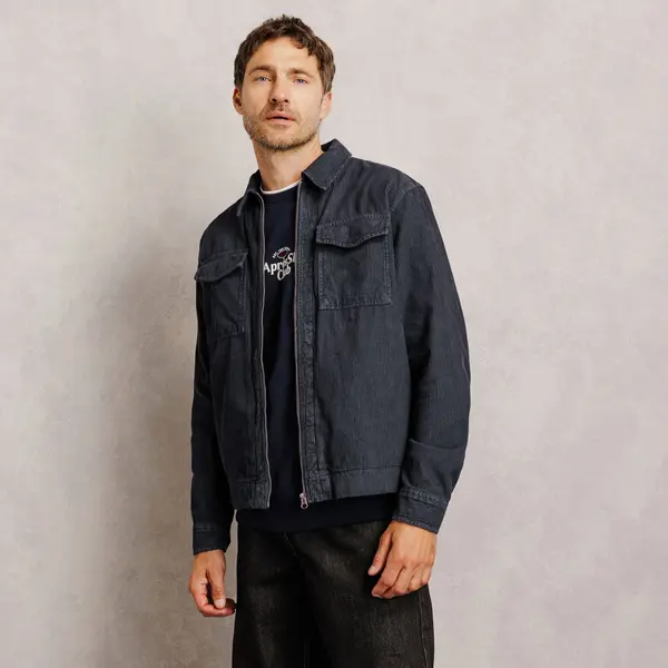 Veste zippée en velours col chemise 100% coton