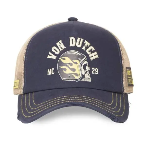 Casquette Von Dutch Crew30 – Trucker logo crane bleu/jaune