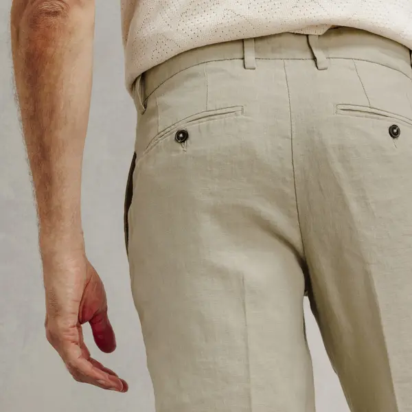 Pantalon chino straight 100% lin
