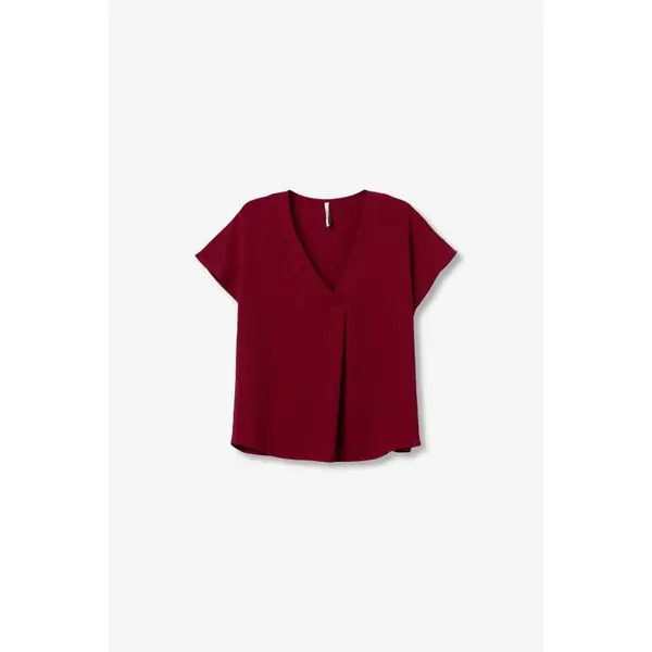 Blouse ample rouge femme col V Tiffosi – Élégance fluide Printemps/Été 2026