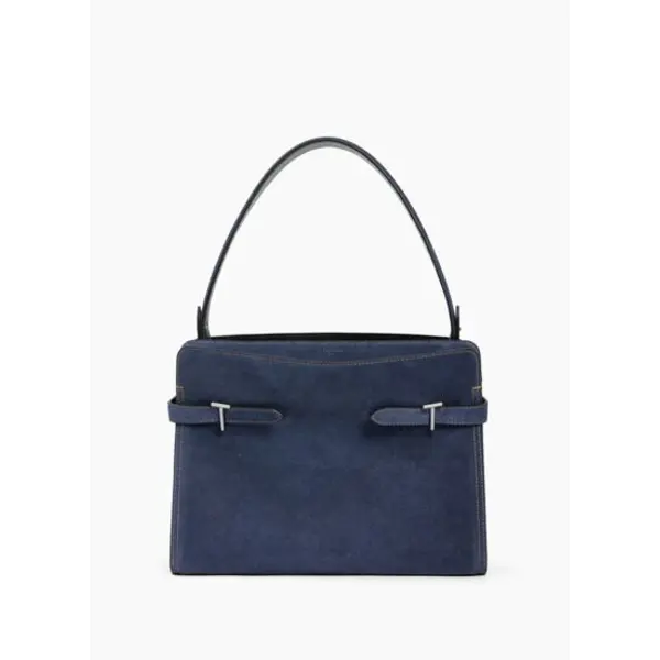 Sac porté épaule grand modèle Emie en cuir suède effet denim - Le Tanneur