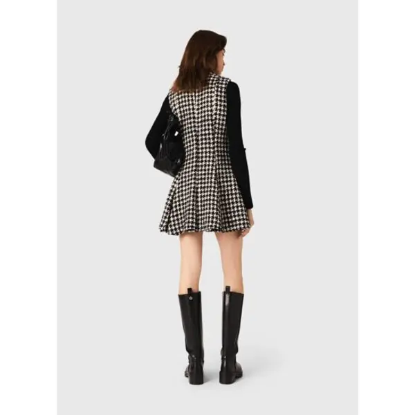 Robe en tweed pied-de-poule évasée - Maje