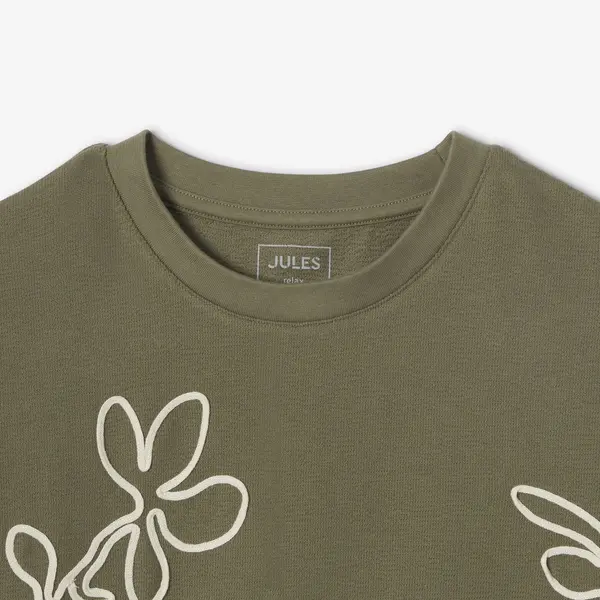 Tee shirt fleurs en cordelette matière fantaisie