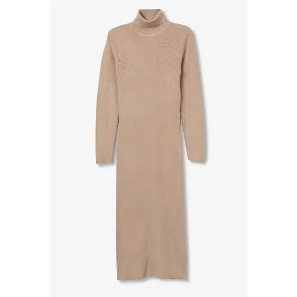 Robe pull longue beige Tiffosi femme – chaleur douce et style d'automne chic