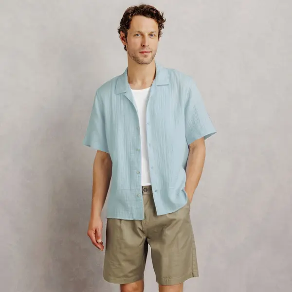 Chemisette gaze de coton col requin unie
