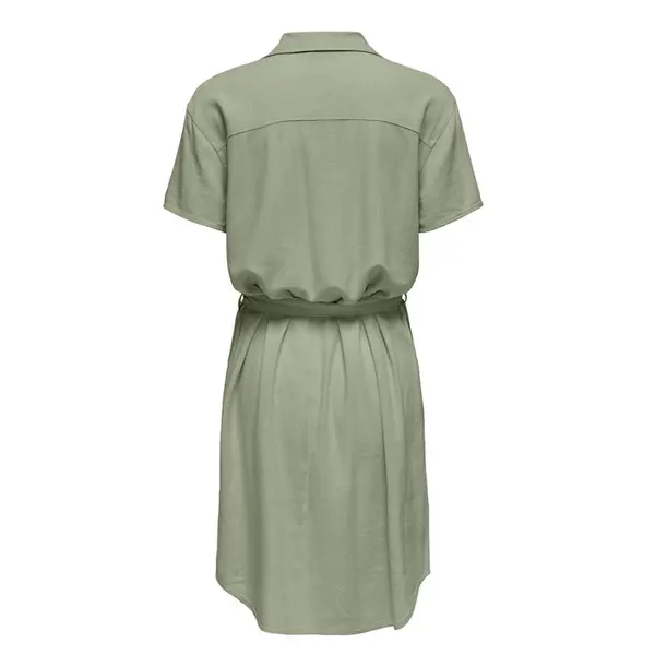 Robe chemise Caya vert-thé lin mélangé