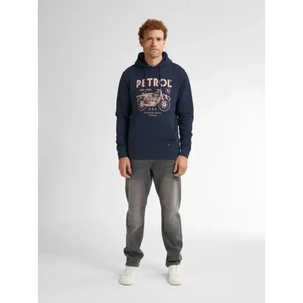 Sweat à Capuche Bleu Motif Moto Petrol Industries Homme S-XXL