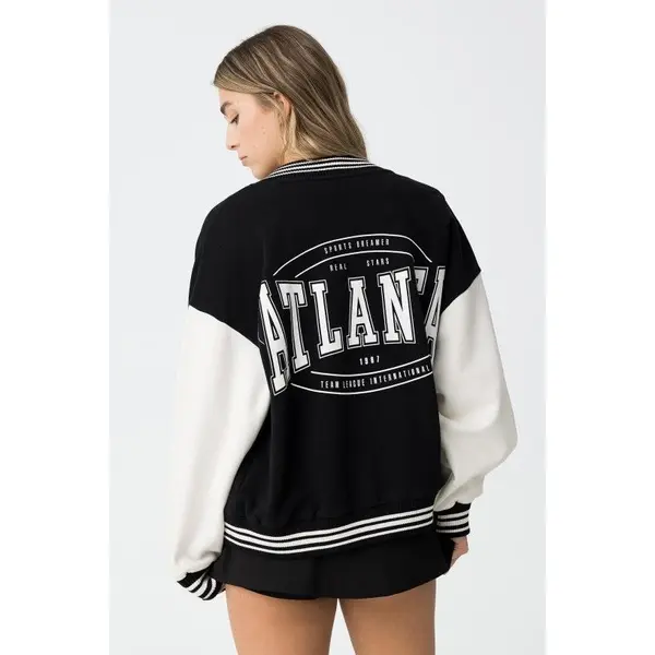 Veste Noire et Blanche American College pour ado fille : style urbain et confort au quotidien