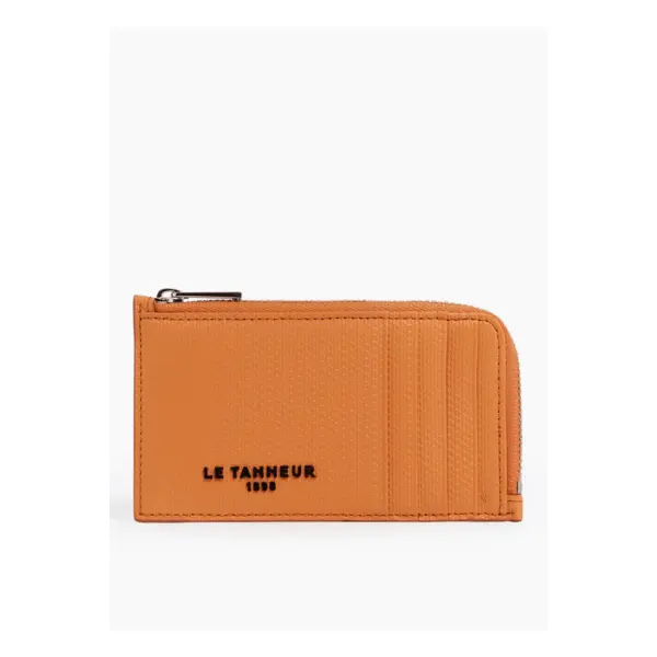 Porte carte large zippé Emile en cuir signature T - Le Tanneur