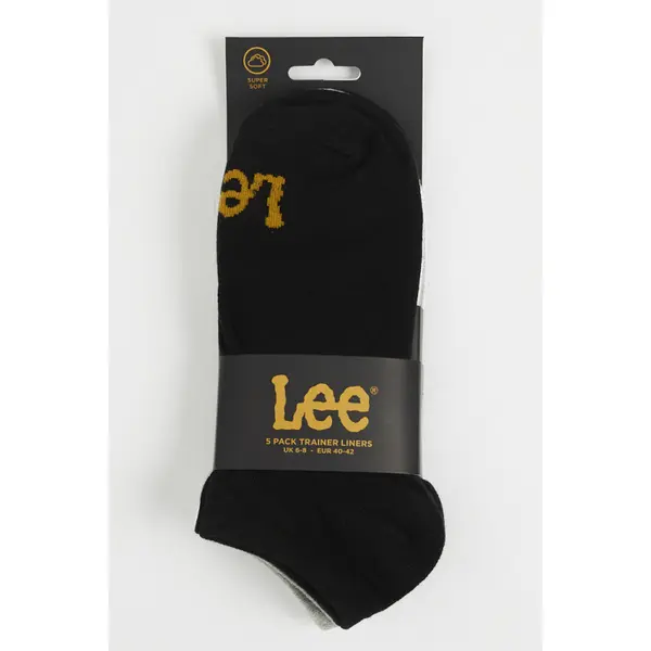 Lot de 5 paires de socquettes noire grises et blanches Lee