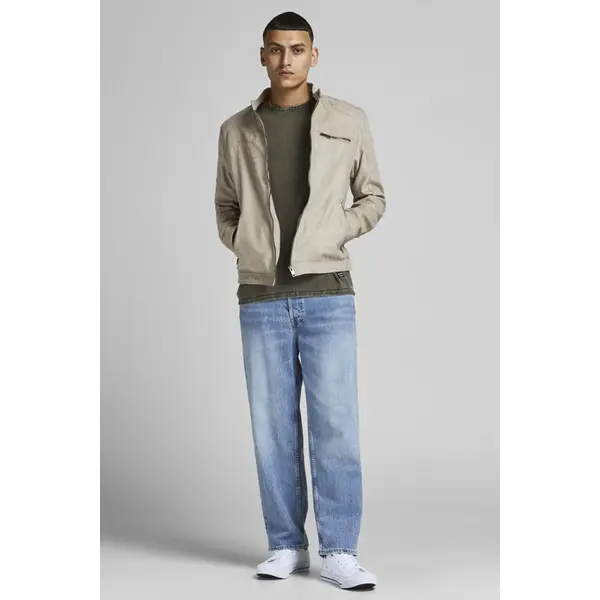 Blouson beige en simili cuir