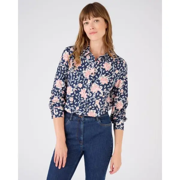 Chemisier fleuri maille chaude