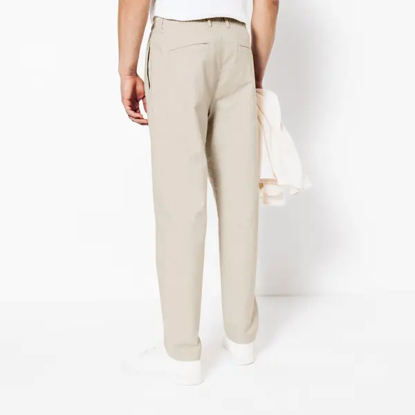 Pantalon droit mélange coton lin