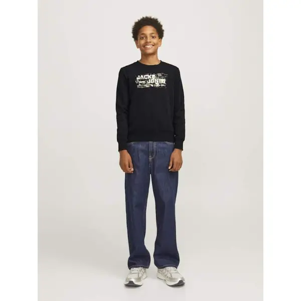 SWEAT NOIR A COL ROND ET LOGO GARCON 10 - 16 ANS JACK & JONES JCOOUTDOOR