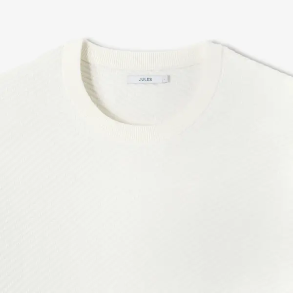 Pull col rond jeux de points fantaisie