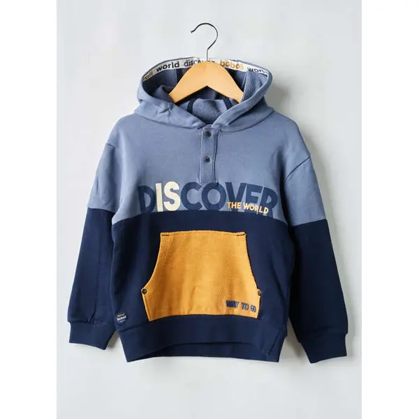 Sweat-shirt À Capuche Boboli Bleu Manches Longues