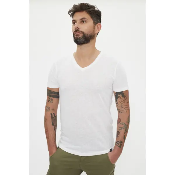 T-shirt Tom col V blanc
