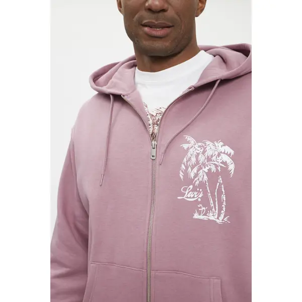 Sweat à capuche rose fermeture zippée