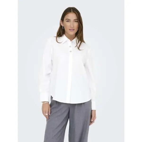 Chemise blanche manches longues détails boutons argentés JDY – Femme XS à XL