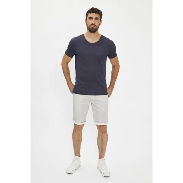 T-shirt Tom bleu col V