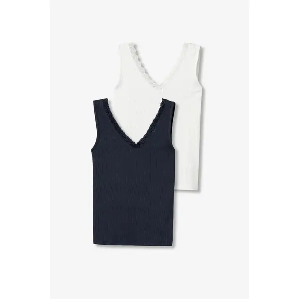 Lot de 2 débardeurs blanc & bleu Tiffosi – Femme XS à XL