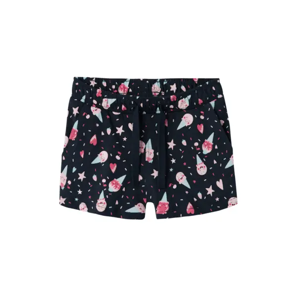 SHORT COTON BLEU MOTIF GLACE FILLE 9 MOIS-5ANS NAME IT