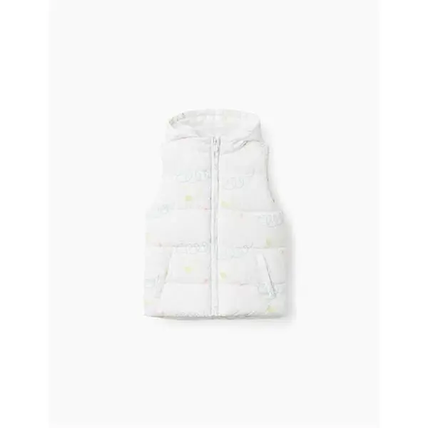 Doudoune sans manches blanche à capuche motifs Zippy fille 3/4 à 6/7 ans