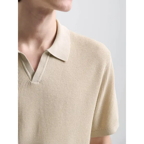 Polo maille col ouvert en coton bio