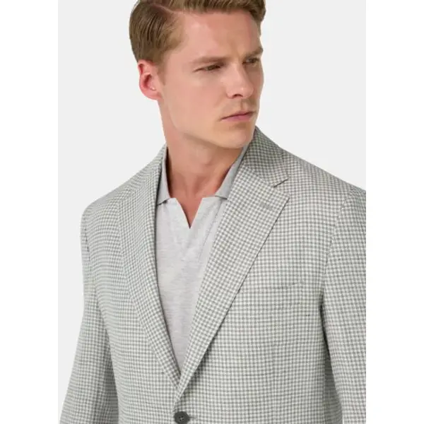 Veste pied-de-poule en lin et laine - Boggi milano