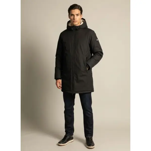 Coupe-vent long à capuche doublé sherpa - Schott