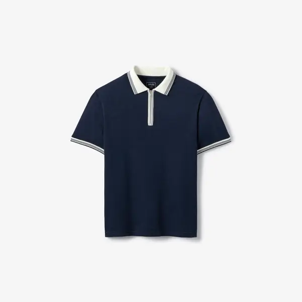 Polo manches courtes col zippé gaufré