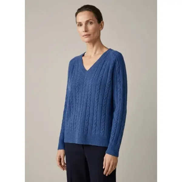 Pull v à torsades - femme - geai - Bompard