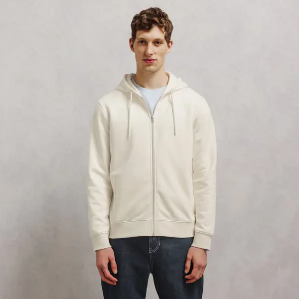 Sweat à capuche zippé molleton uni