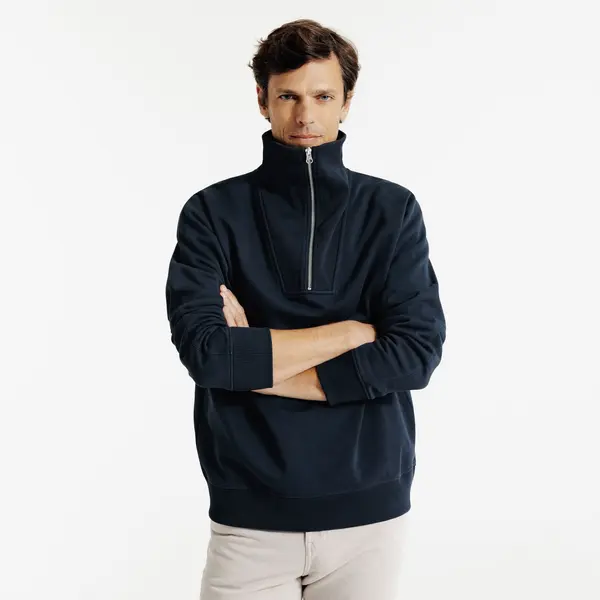 Sweat col camionneur zippé