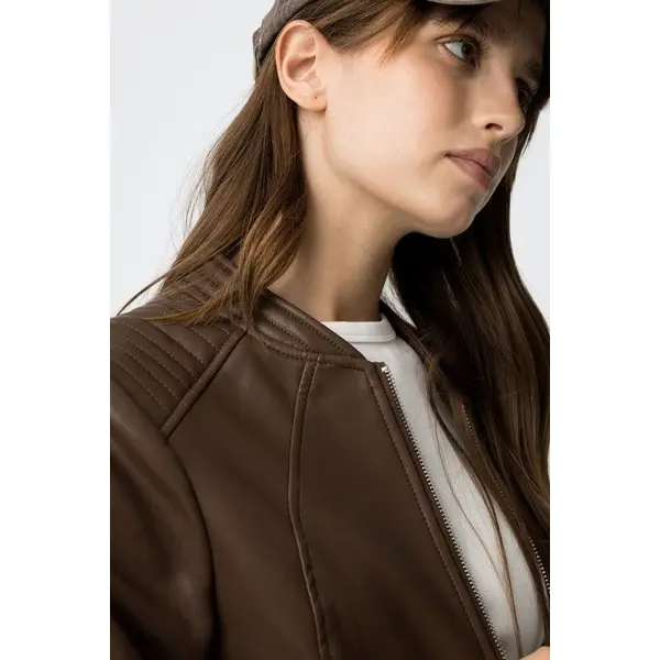 Veste mi saison simili cuir marron Tiffosi femme