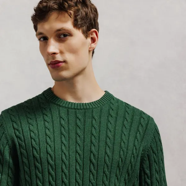 Pull col rond coton laine torsadé