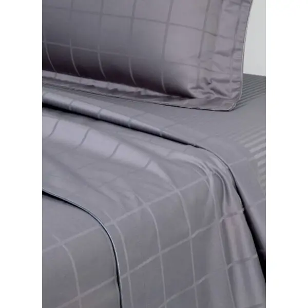 Olivier Desforges - Drap plat en satin de coton gris, Baptiste - Yves Delorme