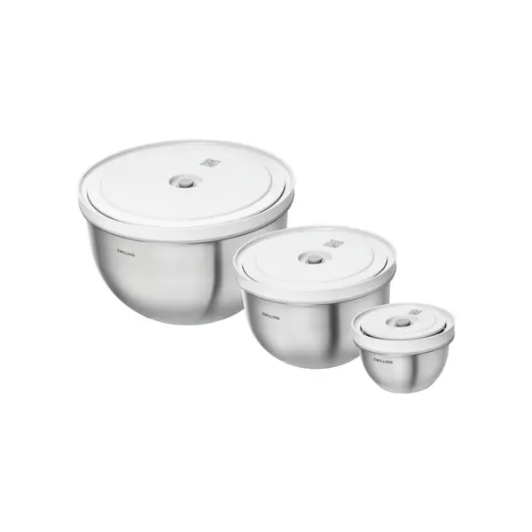 Set de 3 bols sous vide avec couvercles, s/m/l, 6-pcs, acier inoxydable - Zwilling/Staub
